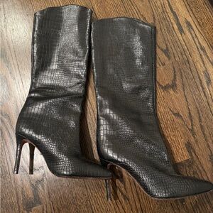 Black boots trendy pointed toe